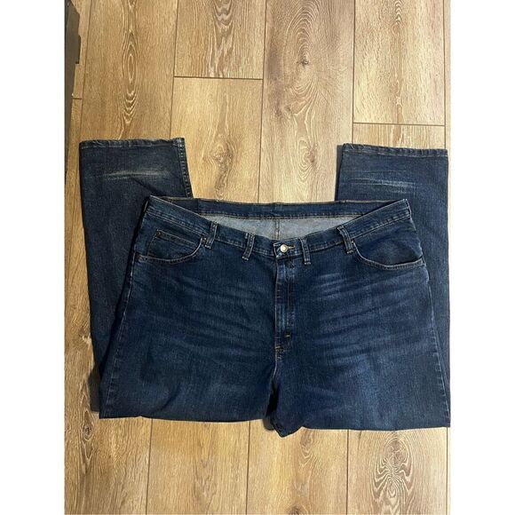 Wrangler Men’s Size 46x30 Straight Leg Jeans Blue Dark Wash Denim Stretch - Picture 5 of 7